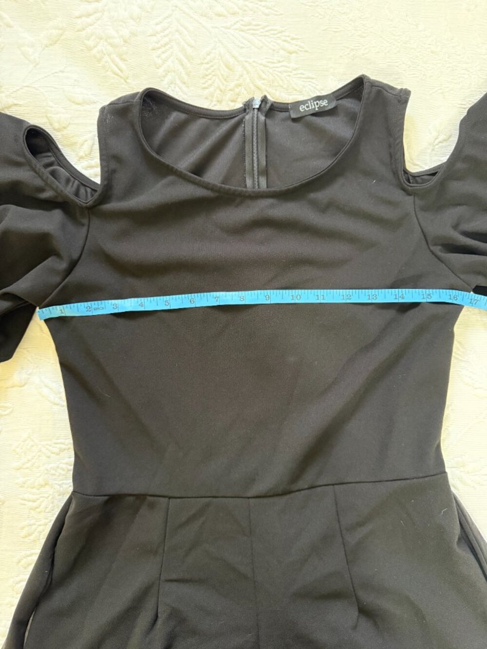 🦋 2/30 Eclipse Black Cold Shoulder Belted Jumpsuit S - Picture 5 of 8